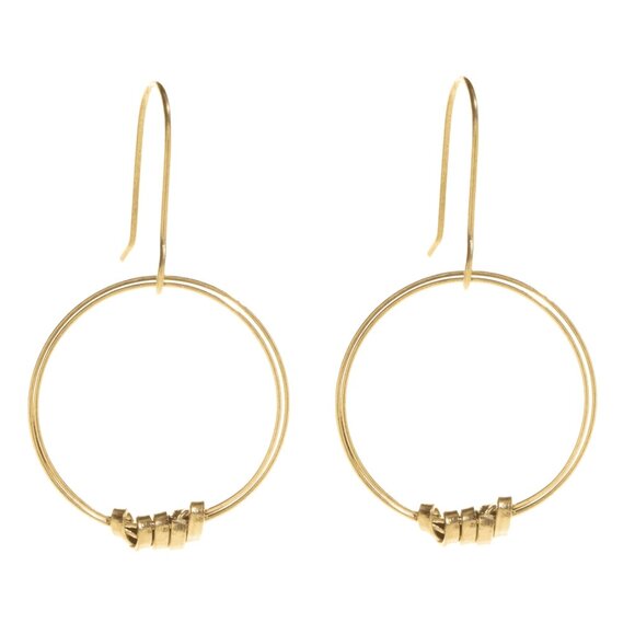 Handmade Brass Ribbon Single Hoop Earrings - Picture 3 of 4